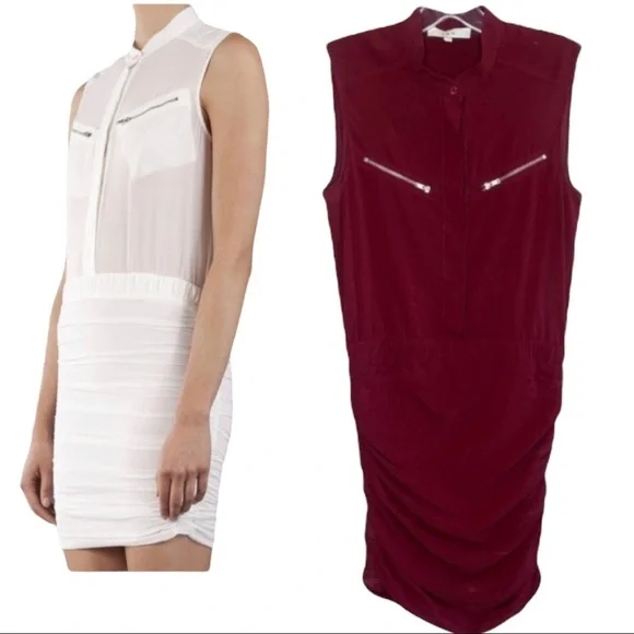 IRO Caulini Burgundy Red Silk Mini Sheer Bodycon Mini Dress EUR 38 US M‎ $595 - Picture 1 of 14